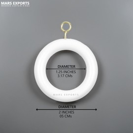 White Wooden Curtain Rod Ring, Wood Curtains Rings, Hooks, and Hangers for Shower Curtains and Drapery, Durable Wooden Ring for Hanging (50, 1.25 INCH Inner Dia.)