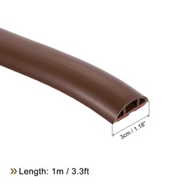 uxcell D30 3.3ft Floor Cord Cover, PVC Cord Cover Floor, Wire Cover for Extension Cords, Protect Wires & Prevent Cable Trips, Hole Width: 0.39", Coffee