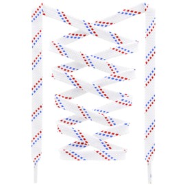 DANHUA Flat Thick Sneakers Shoelaces: 2 Pair 47.24 inch White Red Sapphire Twill Point Athletic Shoe Laces