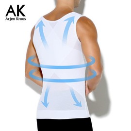 Arjen Kroos Men's Body Shaper Compression Mesh Tank Top Undershirts Shapewear,White*2-ML4005,L