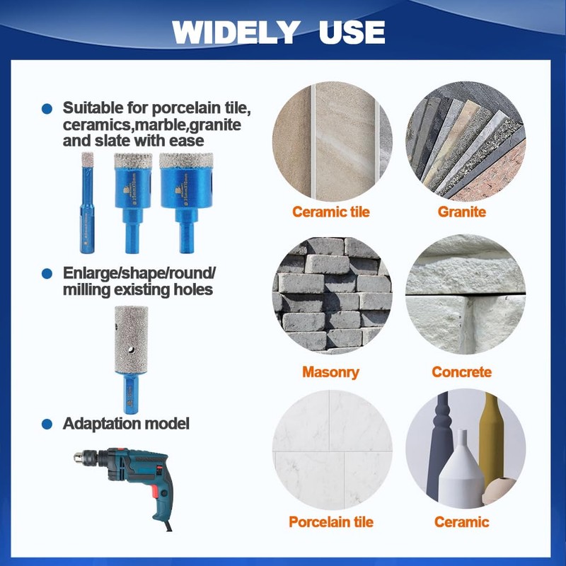 Tile Hole Saw Kit Diamond- BRSCHNITT 11pcs Diamond Core Drill