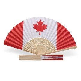 OLILLY - Pack of 10 Paper and Bamboo Fans in Canada Colours - Perfect for Team or Country Fans (Canada)