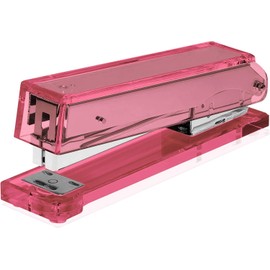 OfficeGoods Acrylic Stapler - Aesthetic Staplers for Desk, Home or Office - Unique and Stylish Design - Take Standard 1.4 inch of Staples - Pink