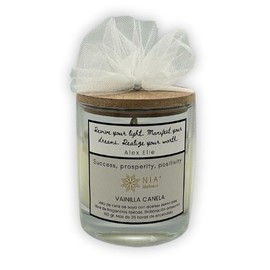 Vela Aromaterapia VAINILLA CANELA. Armonía, prosperidad y abundancia en tu ambiente. Vela de cera de Soya ELABORADA CON ACEITES ESENCIALES. 1 Vela 1 cuarzo y 1 instructivo para intencionar tu vela.