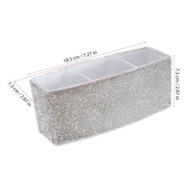 Gatuida Rhinestone Brush Storage Holder Glamorous Slot Compartment Organizer for Vanity Office Home Stylish Storage Box for Cosmetics Stationery for All Ages