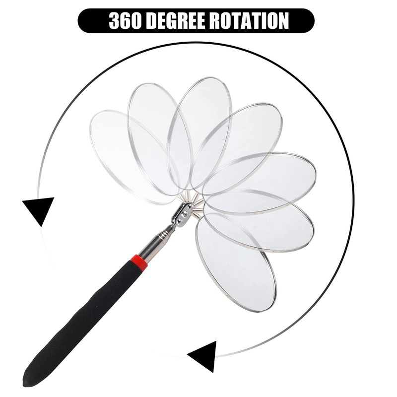 Telescoping Inspection Mirror, Circular Telescopic Mechanics Mirror Tool with Extended
