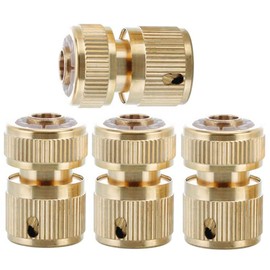 ViLiyDuo Pack of 4 brass hose connectors, garden hose, quick coupling, hose coupling 1/2 inch, for car washing and hose connection