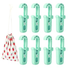 8PCS Plastic Clips for Hanging,Heavy Duty Hanger Clips with Bag,Large Swivel Clothes Pins with Hooks for Bathroom Wardrobe,Strong Laundry Hooks with Clips for Socks Boot Bras Towels（Cyan）