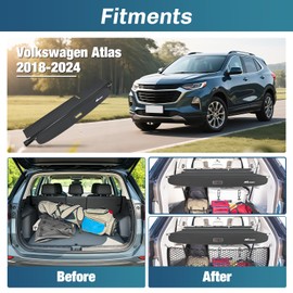 Nilight Cargo Cover Fit for VW Volkswagen Atlas 2018 2019 2020 2021 2022 2023 2024 2025, Retractable Privacy Security Shield Shade Rear Trunk Cover, with Trunk Storage Net