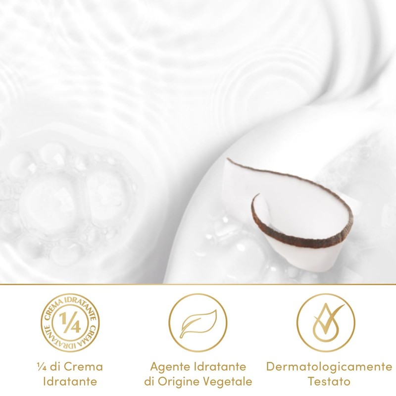 Dove Bagnodoccia Nutrimento Delicato, Idratante Dermo-Naturale, Olio di Cocco, 1/4