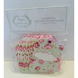 Treasures By Shabby Chic ~ Gift Tags ~ Name Tags ~ Pink & Green ~ 12 Tags In Set