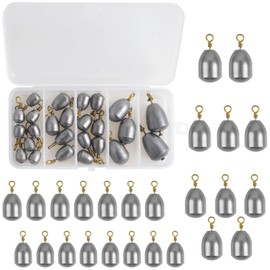 Eco-Friendly Fishing Sinker Weight Kits Bass Casting Sinkers Fishing Hooks Lure Connector Iron Weight for Saltwater Freshwater with Tackle Box (25PCS/BOX)