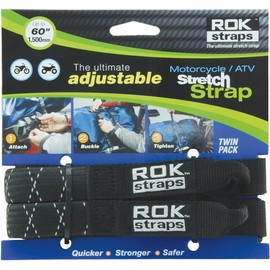 ROK Correa elástica Ajustable para Motocicleta o vehículos Todoterreno, Negro/Reflectante, 45,7 cm – 152,4 cm, Una Talla, Negro/Brillante