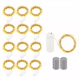 Lifeglow LED Fairy String Lights 12 Pack 20 Micro Lights On Gold Copper Wire (Warm White)