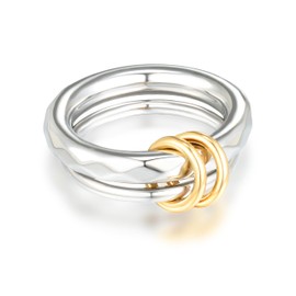 Melhill Stainless Steel Stacked Modern Twist Ring Hypoallergenic Minimalist Style Everyday Wear Jewelry for Women Size 8