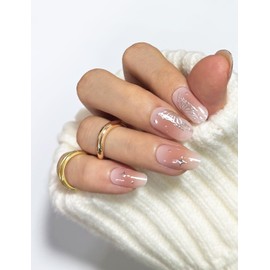 Wahrshei Semi Cured Gel Nail Strips, Laser Butterfly, Easy to Use and Remove, 20pcs Gel Nails Sticker for Home Nails DIY