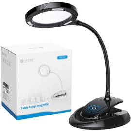 eSynic Magnifying Lamp High Clarity Magnifying Glass with Light 5X 10x Magnifying Lamp with Light Rechargeable Clamp Desk Magnifier Lamp Magnifying Glass Stand with 15 LEDs for Reading Handcraft etc