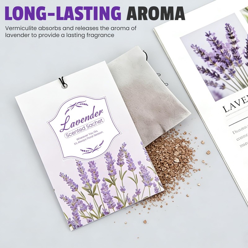 FURWEY 16 Packs Lavender Scented Sachets for Drawers and Closets,Long