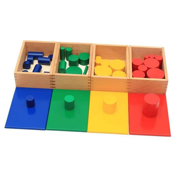New Sky Enterprises Montessori Sensorial Material Knobless Cylinders Kids Wooden