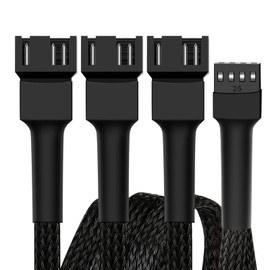 YELLOW SAND SHELL 3 Way 4 Pin PWM Fan Splitter,Adapter Cable Sleeved Braided Y Splitter PC 4 Pin Fan Extension Power Cable 1to2 1to3 1to4 (1to3-5P)