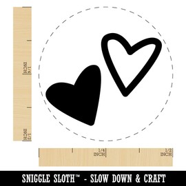Pair of Hearts Love Chicken Egg Rubber Stamp - 1/2 Inch Mini