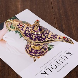 Gusnilo Vintage Aladdin Magic Lamp Genie Collector's Edition/Wedding Table Decoration,Collectable Rare Classic Arabian Props Aladdin Pot & Delicate Gift for Party/Birthday(Purple)