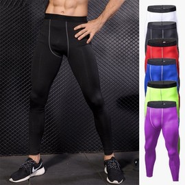 Men's Breathable Running & Yoga Sports Leggings Quick Dry XL / Fluorescent Green 5ea