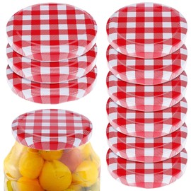 Hemoton 12 Pcs Red Mason Jar Lids, Wide Mouth and Regular Mouth Canning Lids for 70Mm and 63Mm Mason Jars, Aluminum Covers for Food Storage and Decoration