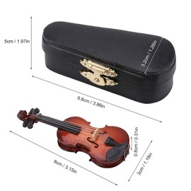 Bow and Gift Case, Miniature Violin Model, Mini Violin Model with Bow Stand Support, Wooden Instrument Model Decor Gift for Kids Festival Birthday Gift, Decorating House or Office, 3.15 x 1.18x 0.31in