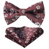 HISDERN Mens Bow Ties Floral Pre-tied Bowtie and Pocket Square