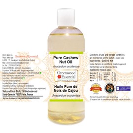Greenwood Essential Pure Cashew Nut Oil (Anacardium occidentale) Premium Therapeutic Grade for Hair, Skin & Aromatherapy 200ml (6.76 oz)