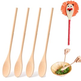 Wooden Spoons for Cooking,12 inches Long Handle Wood Spoons for Mixing,Tasting Stirring food, Large Wooden Cooking Utensils for Cooking and Crafts 4PCS