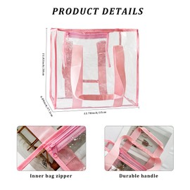 Clear PVC Tote Bag, Waterproof Beach Bag, 13.78x11.8x6.89 inches, Blue Trim, Transparent Stadium Pool Bag (Blue)