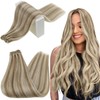 RUNATURE Weft Hair Extensions Sew in Light Brown Mix Platinum