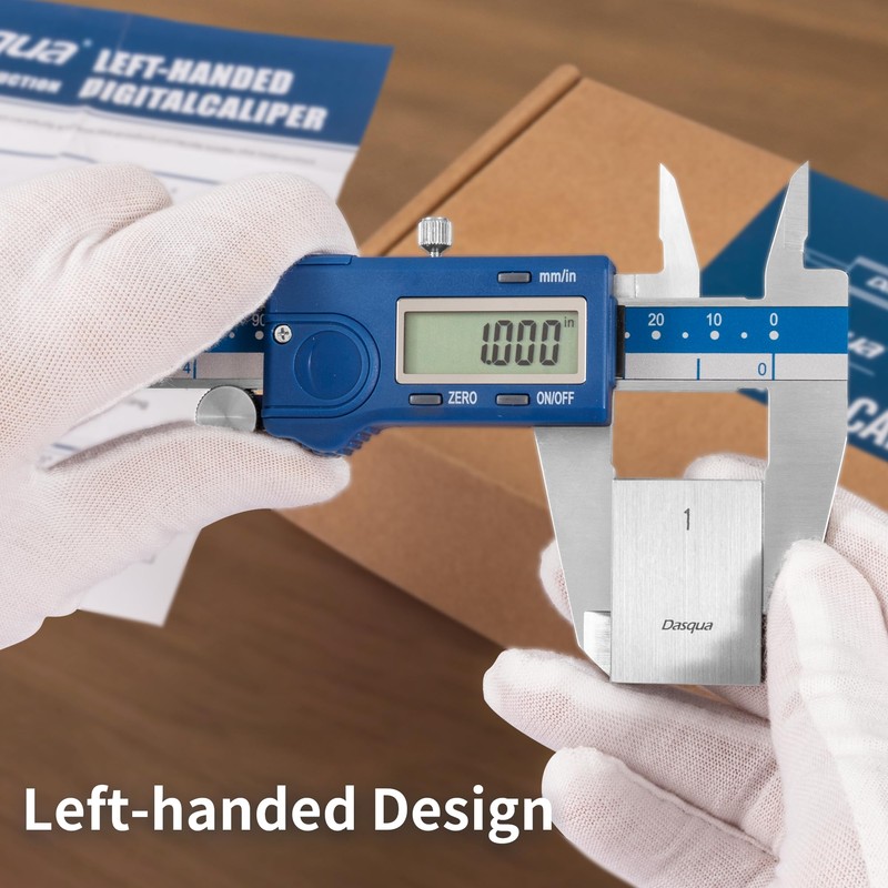 Dasqua Left-Handed Digital Caliper 0-8"/0-200mm Stainless Steel with LCD Screen,