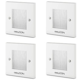 deleyCON 4x Multimedia Wall Socket Connection Box Cable Enclosure Cable Panel Cover Flush-Mounted Socket Wall Plate with Brush Bristles for Multimedia Cables
