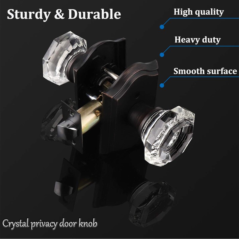 Gobrico Crystal Privacy Door Knob with Lock Inside,Keyless Heavy Duty