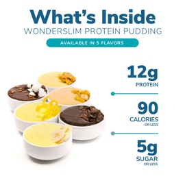 WonderSlim Protein Pudding Mix, Variety Pack, 12g Protein, Gluten Free (7ct)
