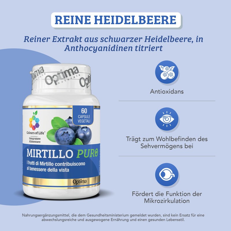 Bilberry Pure - Dietary Supplement with Blueberry Extract, Titrated in