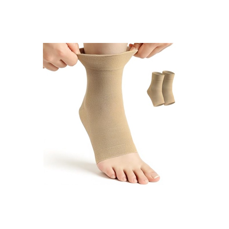 Beugo 1 Pair Ankle Support Compression Stockings, Skin Tone L