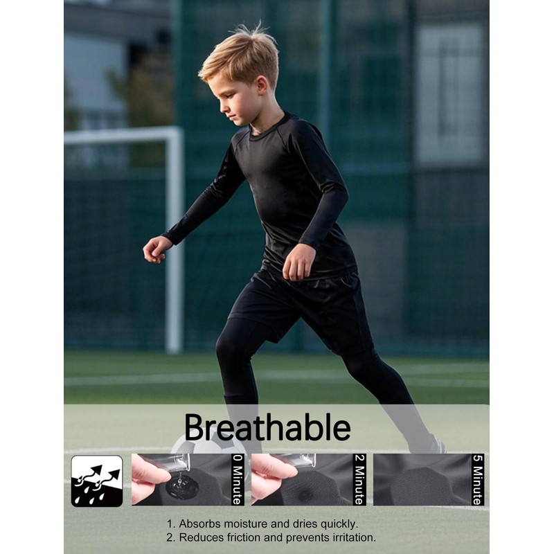 HovSiyla Youth Boys' Compression Base Layer Set Athletic Tights Top