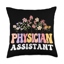 Groovy Physician Assistant PA Physician Assistant Groovy PA Flowers Throw Pillow, 18x18, Multicolor