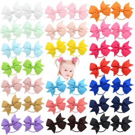 40 x 2 Inch Baby Girl Hair Bows Elastic Headband Ponytail Holder Hair Accessories for Children Toddlers