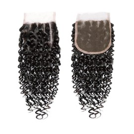 Water Wave Closure Human Hair 4x4 Lace Closure Wet and Wavy Lace Closure Lace Frontal Closure Swiss Lace Closure No Bleached Knots Human Hair Closure Free Part Closure Natural Black 22Inch