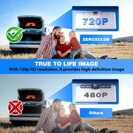 ZEROXCLUB Car Backup Camera 6 Auto LED Lights Night Vision, IP69 Waterproof Wired License Plate Rear View Camera 149° Wide View Reversing Camera for Car Pickup Truck SUV-B2
