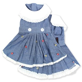 Parisian Pet Dog Dress - Chambray Dog Overall Dress - Lightweight and Fashionable Dog Skirt - Dog Summer Dress - Sleeveless Dog Clothes - Dog Overalls for Small Dogs Girl S
