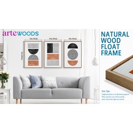 Framed Wall Art Canvas Set Mid Century Boho Pictures Modern Geometric Wall Decor Minimalist Black Brown Bohemian Abstract Painting Artwork for Living Room Bedroom Office 16"x24"x3 Natural