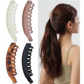 4 PCS Large Banana Hair Clip for Thick Hair,Big Banana Clips Non Slip Strong Ponytail Holder for Women