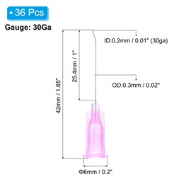 PATIKIL 30Ga x 1 Inch Dispensing Needle Tips, 36Pcs Stainless Steel 45 Degrees Pre Bent Glue Needle Tube Blunt Tips with Luer Lock for Glue Oil Applicator, Purple