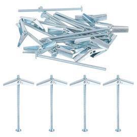sourcing map 15Pcs Spring Toggle Bolt Anchors, 1/8"x3" Butterfly Anchors Male Thread Spring Loaded Hollow Wall Round Head Toggle Bolt